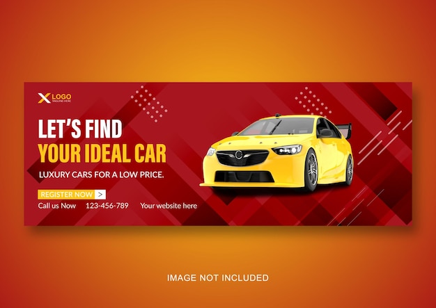 Rental car social media promotion facebook cover banner design template