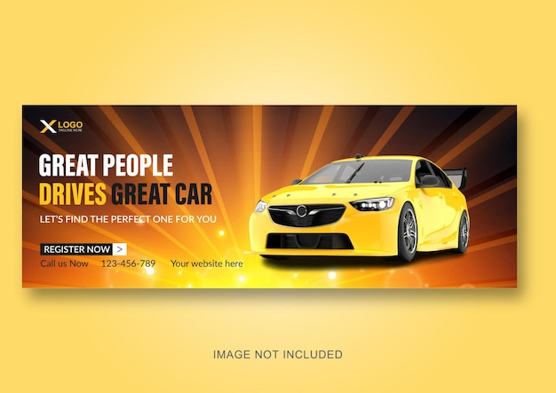 Rental sale modern car facebook cover design template