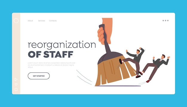 Reoganization of Staff Landing Page Template Downsnizing Dismissal or Reduction Company Personnel Business Concept