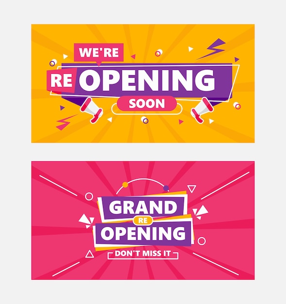 Reopening soon colorful banner