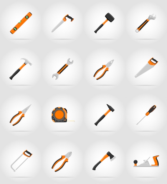 Repair and building tools flat icons vector illustration