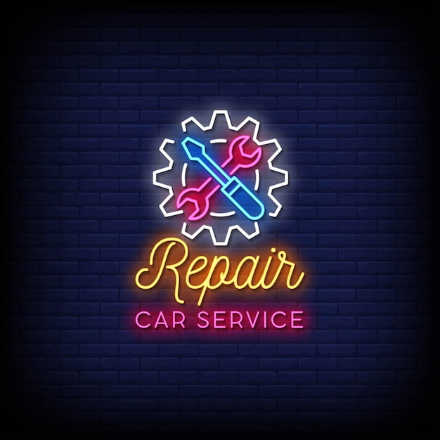 Repair car service neon signs style text