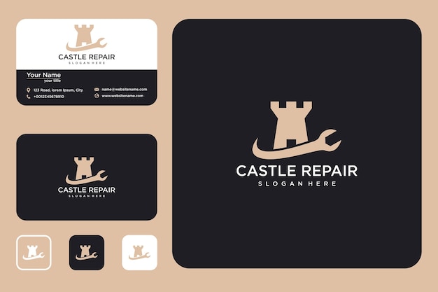 Repair castle logo design and business card