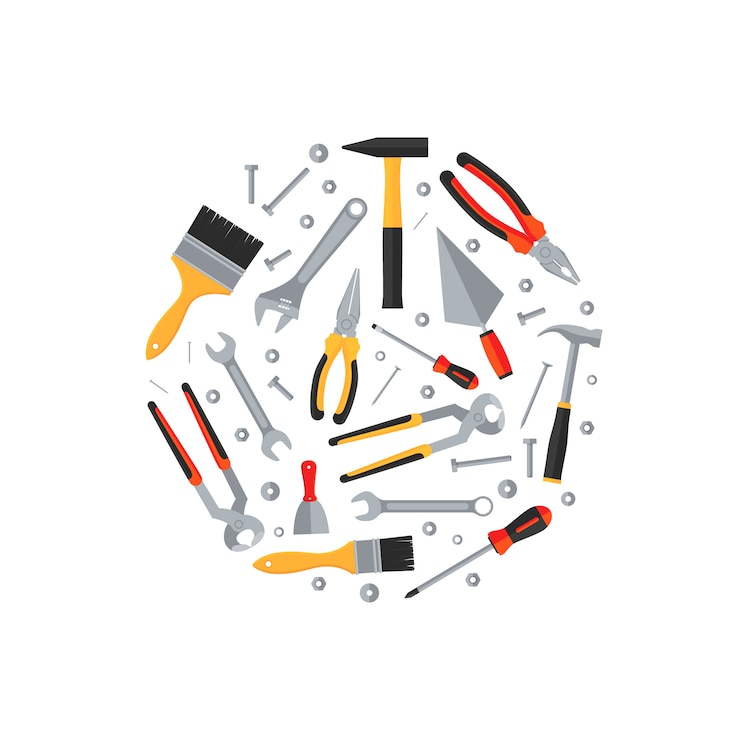 Vector repair and construction tools flat icons
