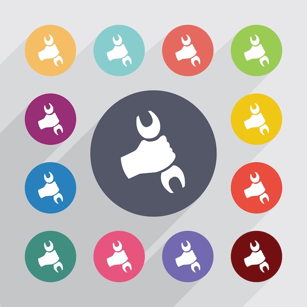 Repair, flat icons set. round colourful buttons. vector