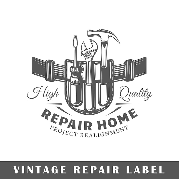 Repair label isolated on white background