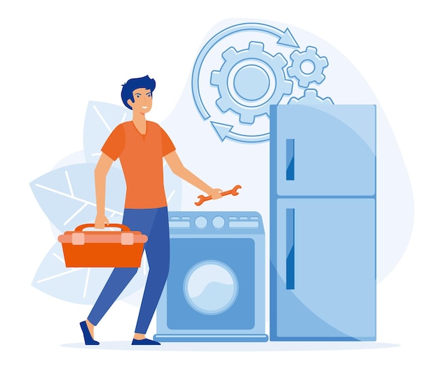 Vector repair and maintenance concept home appliance repair technician service