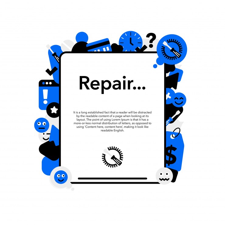 Vector repair of mobile equipment and tablets banner