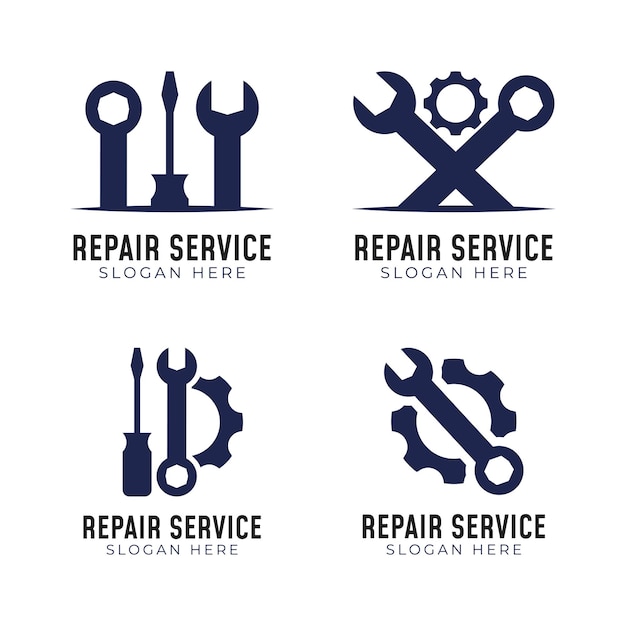 Repair service logo collection with mechanic tool concept