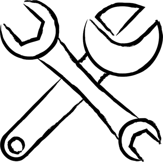 Vector repair spanner hand drawn vector illustration