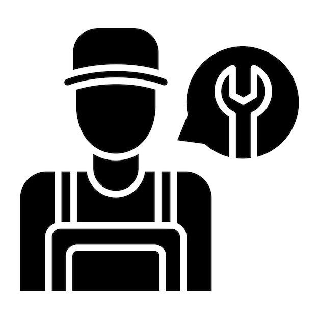 Repair Technician Glyph Solid Black Illustration