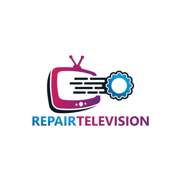 Repair television logo template design vector, emblem, design concept, creative symbol, icon