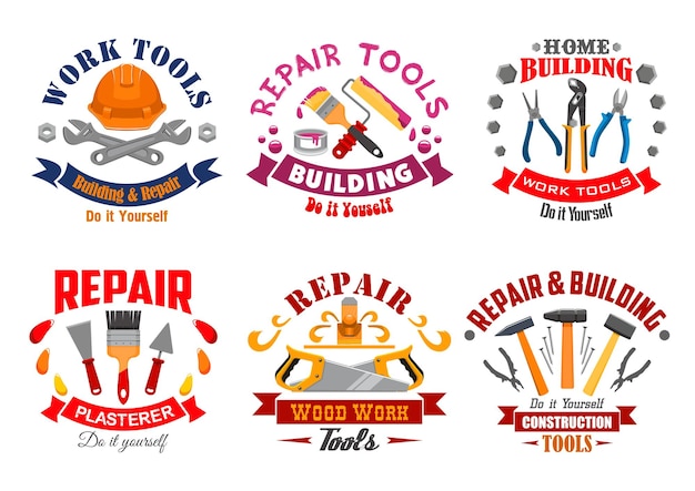 Repair tool and building instrument badge set