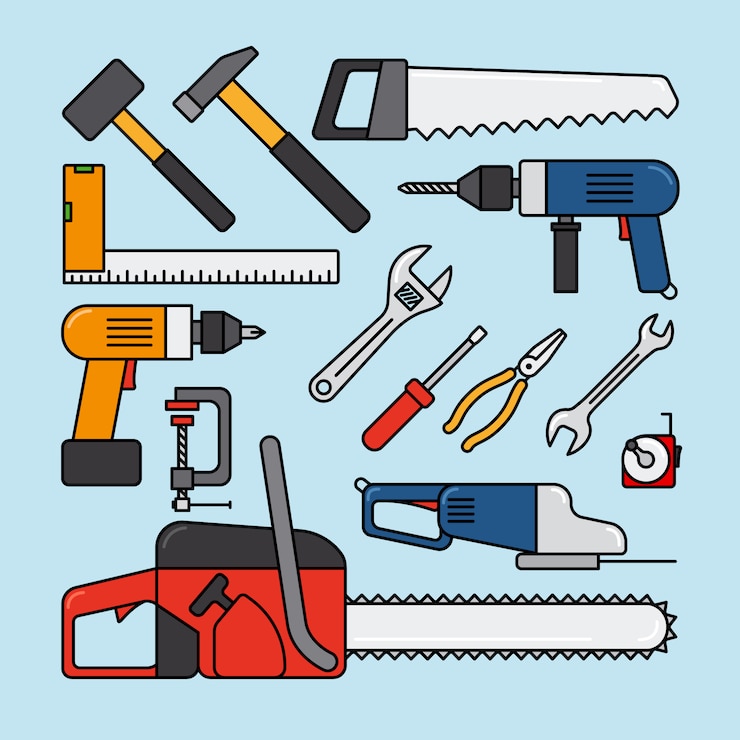 Vector repair tools and construction tools icon