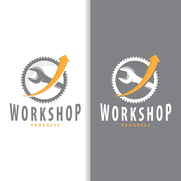 Vector repair workshop logo simple key and gear design for a simple vehicle repair business