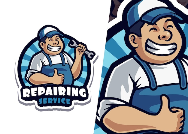 Vector repairing service mascot logo illustration