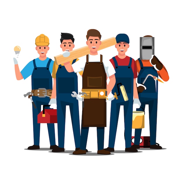 repairman set, people teamwork , illustration cartoon character.