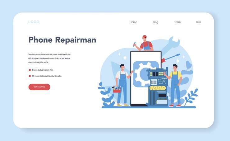 Vector repairman web landing page. professional worker in the uniform repair electrical home appliance with tool. repairman occupation. isolated vector illustration