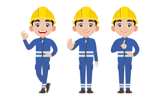 Repairman with different poses. vector