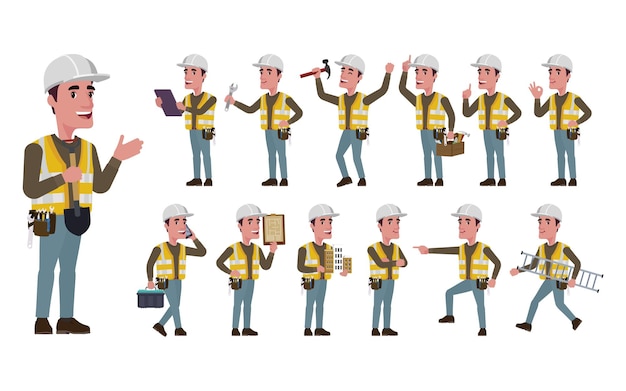 Vector repairman with different poses. vector