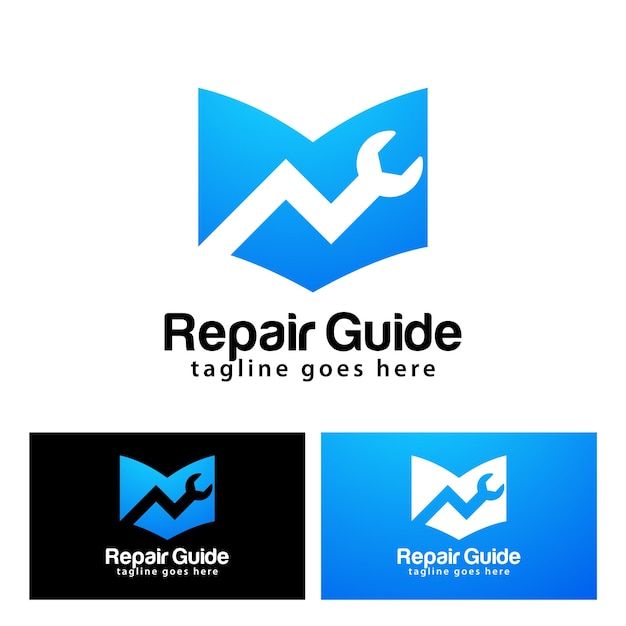 Reparatie gids logo ontwerpsjabloon