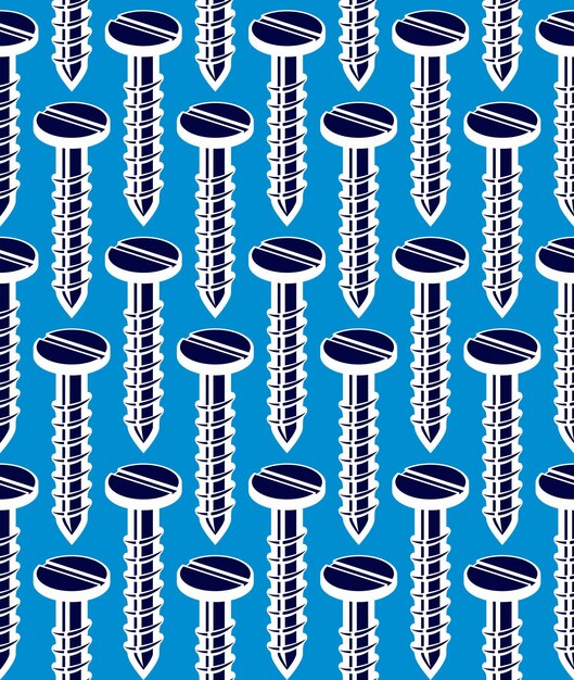 Reparatie idee naadloze vector patroon, zeer gedetailleerde 3d bouten symmetrische achtergrond. Onderdelen bouwen en vervaardigen.