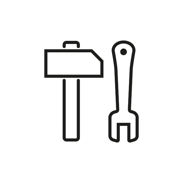 Reparatie pictogram vectorillustratie Spanner hamer op geïsoleerde achtergrond teken serviceconcept