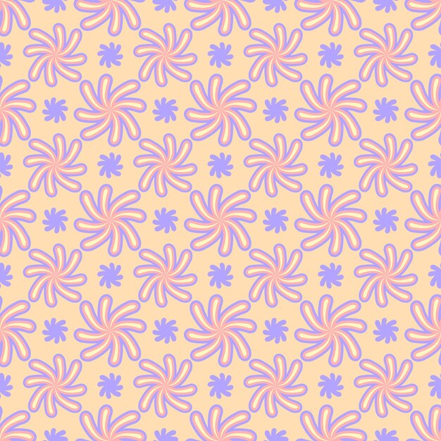 Repeat geometrical abstract flowers seamless pattern