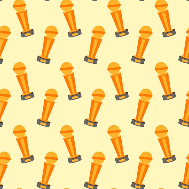 Repeat-less trophy cup pattern background in orange and yellow color.