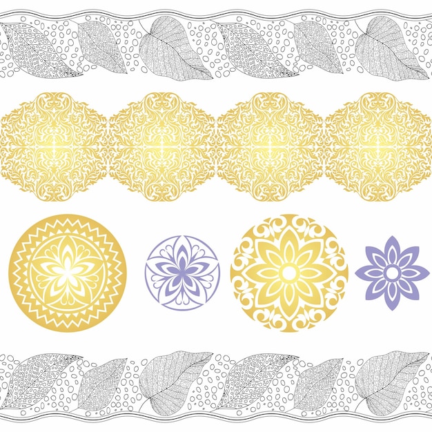 Vettore ripetere ornamenti disegno motivo tessile d'oro