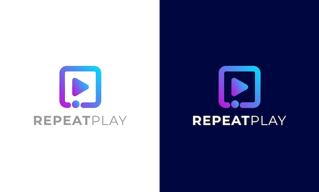 Vector repeat play or p logo design