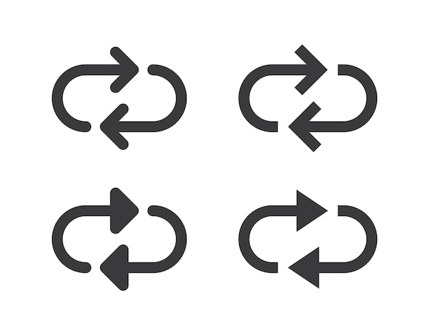 Vettore icona di ripetizione del simbolo semplice ritorno del contorno o aggiornamento delle icone impostate illustrazione vettoriale di progettazione piana isolata