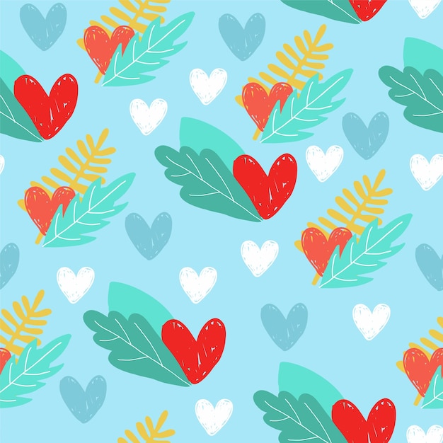 Repeated hearts drawn by hand Cute seamless pattern Endless romantic print Vector illustration