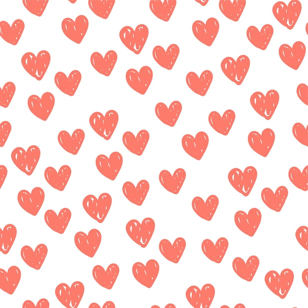 Repeated hearts drawn by hand cute seamless pattern endless romantic print vector illustration