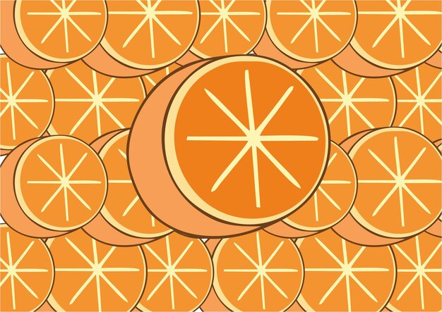 repeating background of sweet oranges with a large central orange