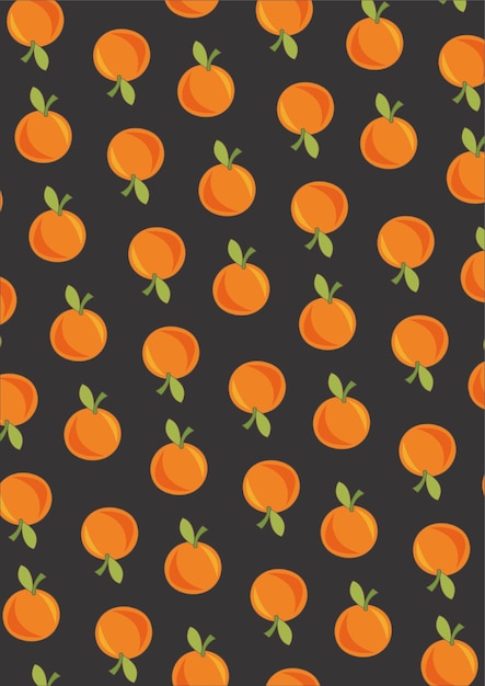 Vector repetition of fruits forming a pattern of oranges with a black background