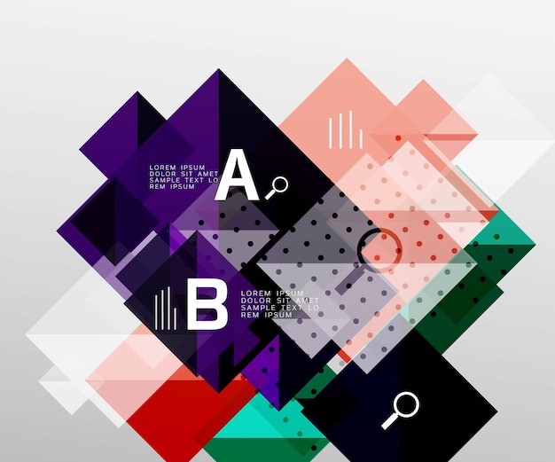 Repetition of overlapping color squares geometric modern background