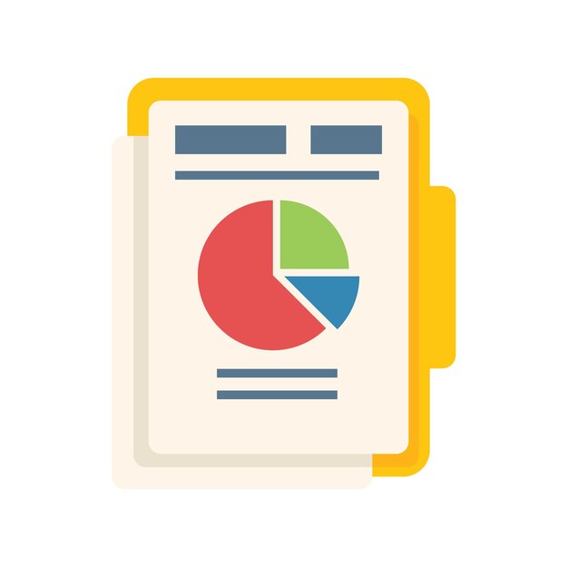 Vector report folder icon flat vector analysis document paper graphic isolated