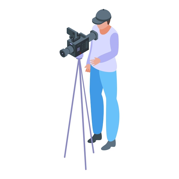 reportage video cameraman icon isometric of reportage video cameraman vector icon for web design isolated on white background