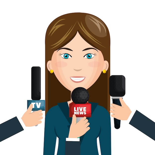 Reporter live news isolated icon vector illustration design