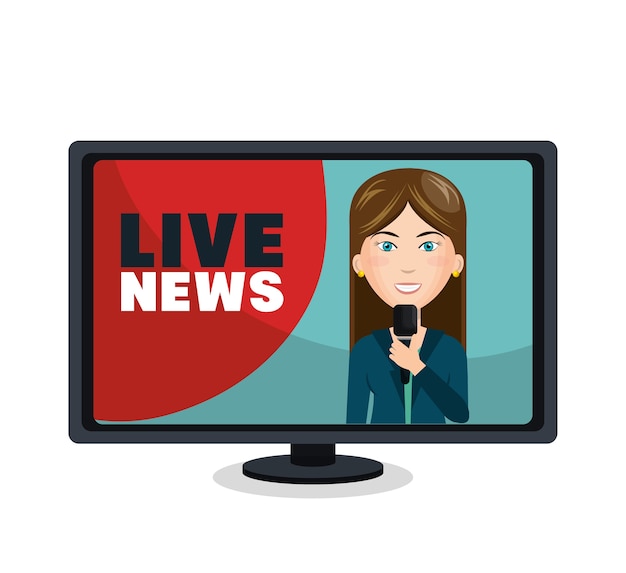 Reporter live news isolated icon vector illustration design