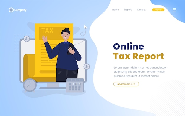 Reporting individual taxes online illustration design