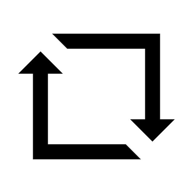 Vector repost retweet icon square with swirling arrows recycle