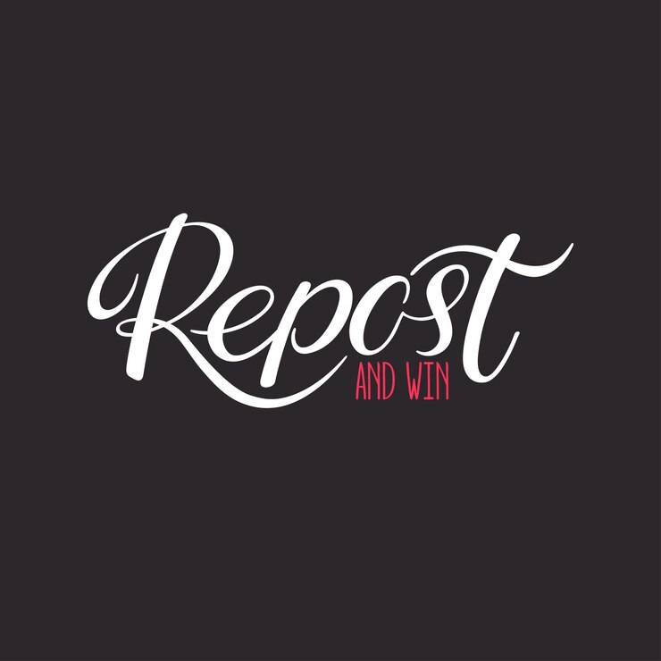Vector repost and win. hand drawn lettering. for blog, banner, website and social networks. handwritten inscription