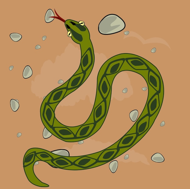 Vector reptile reptile snake in desert type overhand