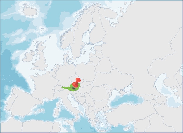 Vector republic of austria location on europe map