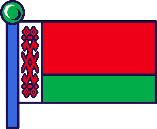 Vector republic of belarus nation flag on flagpole vector