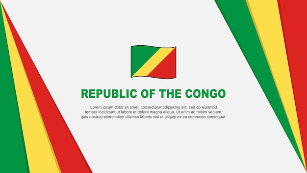コンゴ共和国の旗の抽象的な背景デザイン テンプレート コンゴ共和国の独立記念日のバナー 漫画のベクトル図 コンゴ共和国の旗
