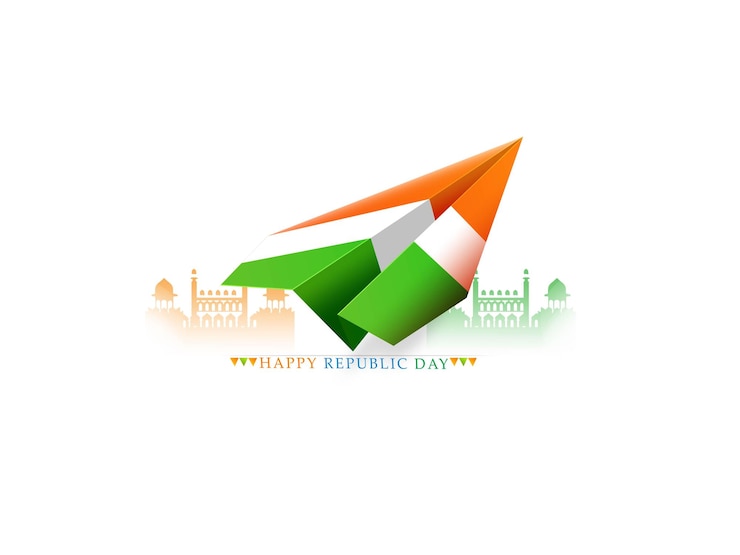 Republic Day celebrations with 26th January India and Ashoka Wheel, try color, Indian flag