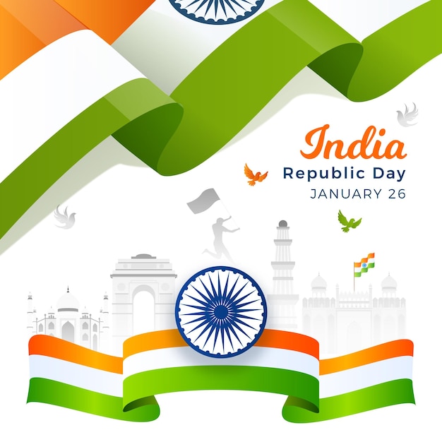 Republic day poster template vector file